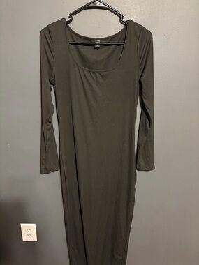 SHEIN Black Long Sleeve Scoop Neck Maxi Dress